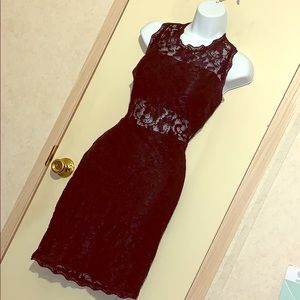 Black cocktail dress below the knee lace